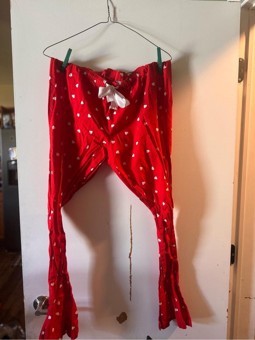 Old Navy Red Heart-Print womens Pajama Bottoms with White Bow